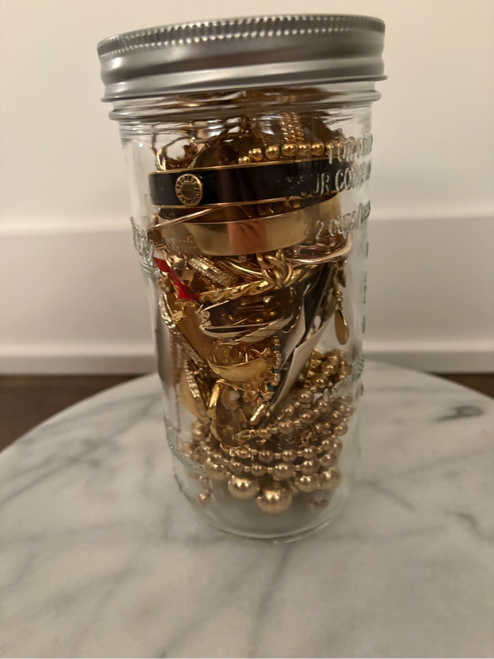 Gold jewelry jar